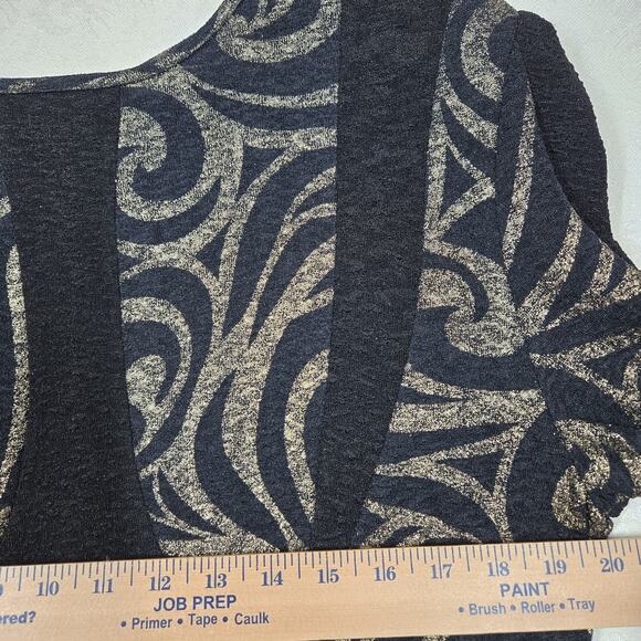 Kayla by Tally Taylor Sheath Midi Dress sz 14 Black Metallic Gold Stretch Fitted - Picture 12 of 16